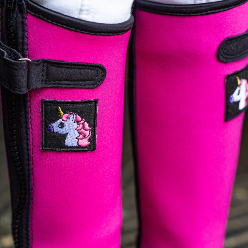 Half Chaps in pink with unicorn motif for toddlers by Just Chaps
