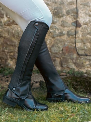 Saltos Leather Half Chaps in black for Adults by Just Chaps